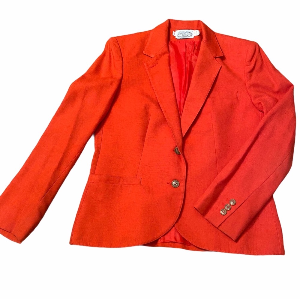 1970’s The Villager Red Tailored Blazer w/Functional Front Pockets, Small
